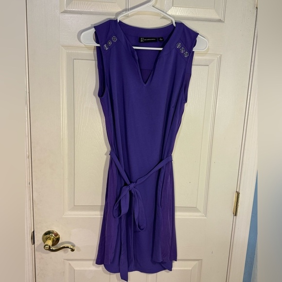 New York & Company Button-Accent‎ Belted Shirtdress Purple size small - Picture 1 of 5